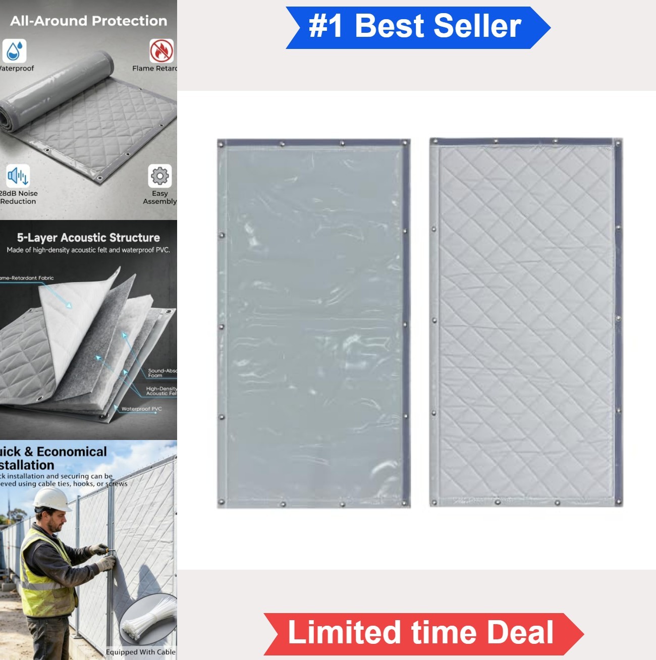 Outdoor Sound Barrier Fence 40×83 Inches Soundproof Blanket Acoustic Noise