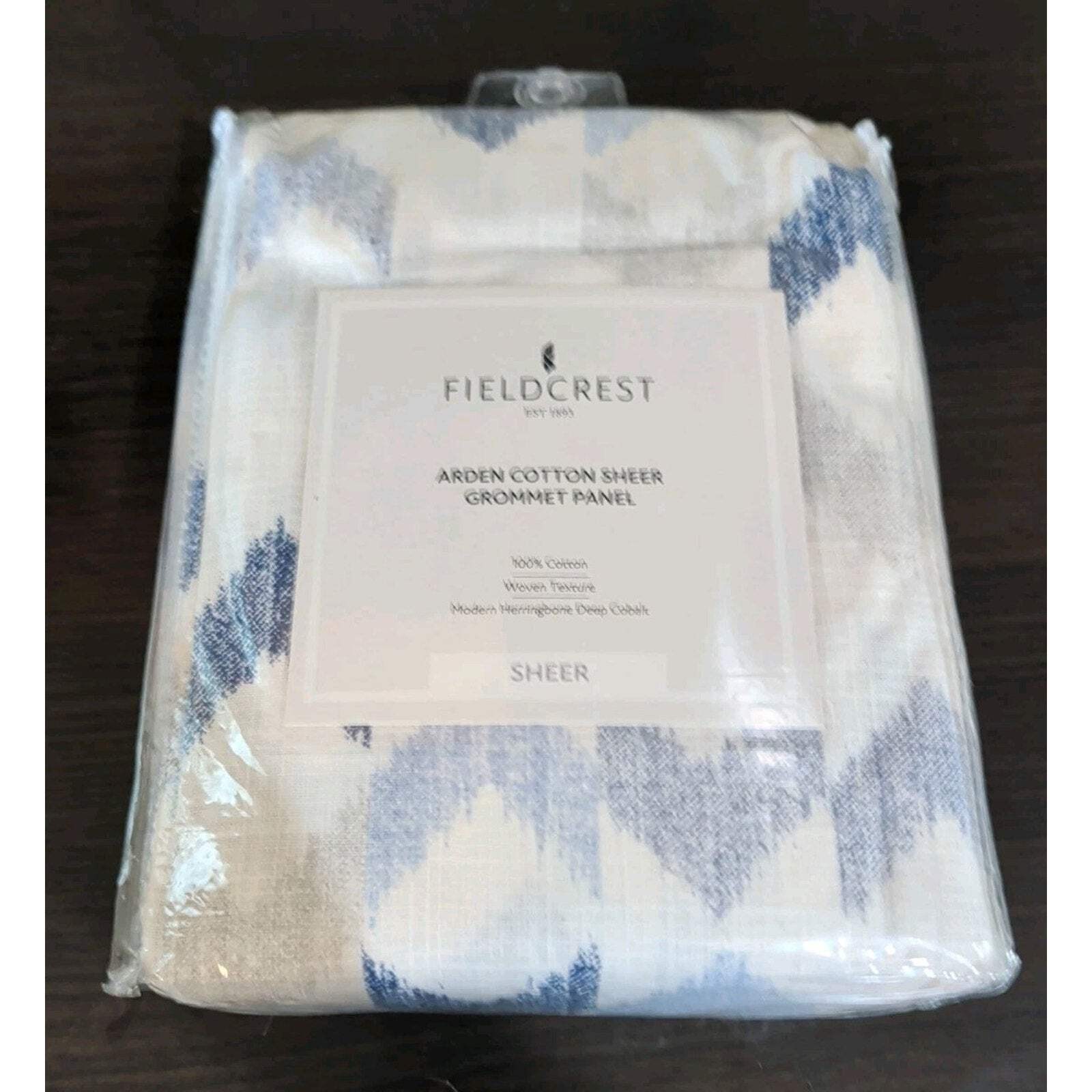 Fieldcrest Arden Herringbone Sheer Curtain Panel 50×108 Cobalt Grommet
