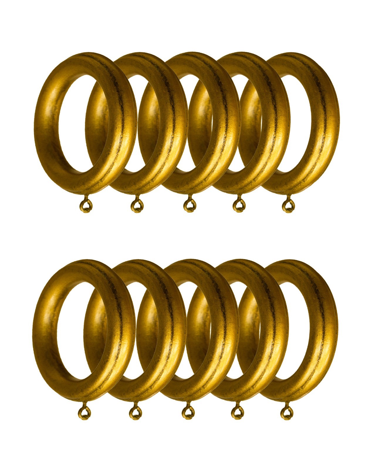 Drapery wood Gold Rings Curtain Ribbed Rods 10 per Unit ID=2 1/4″ , OD=3.5″