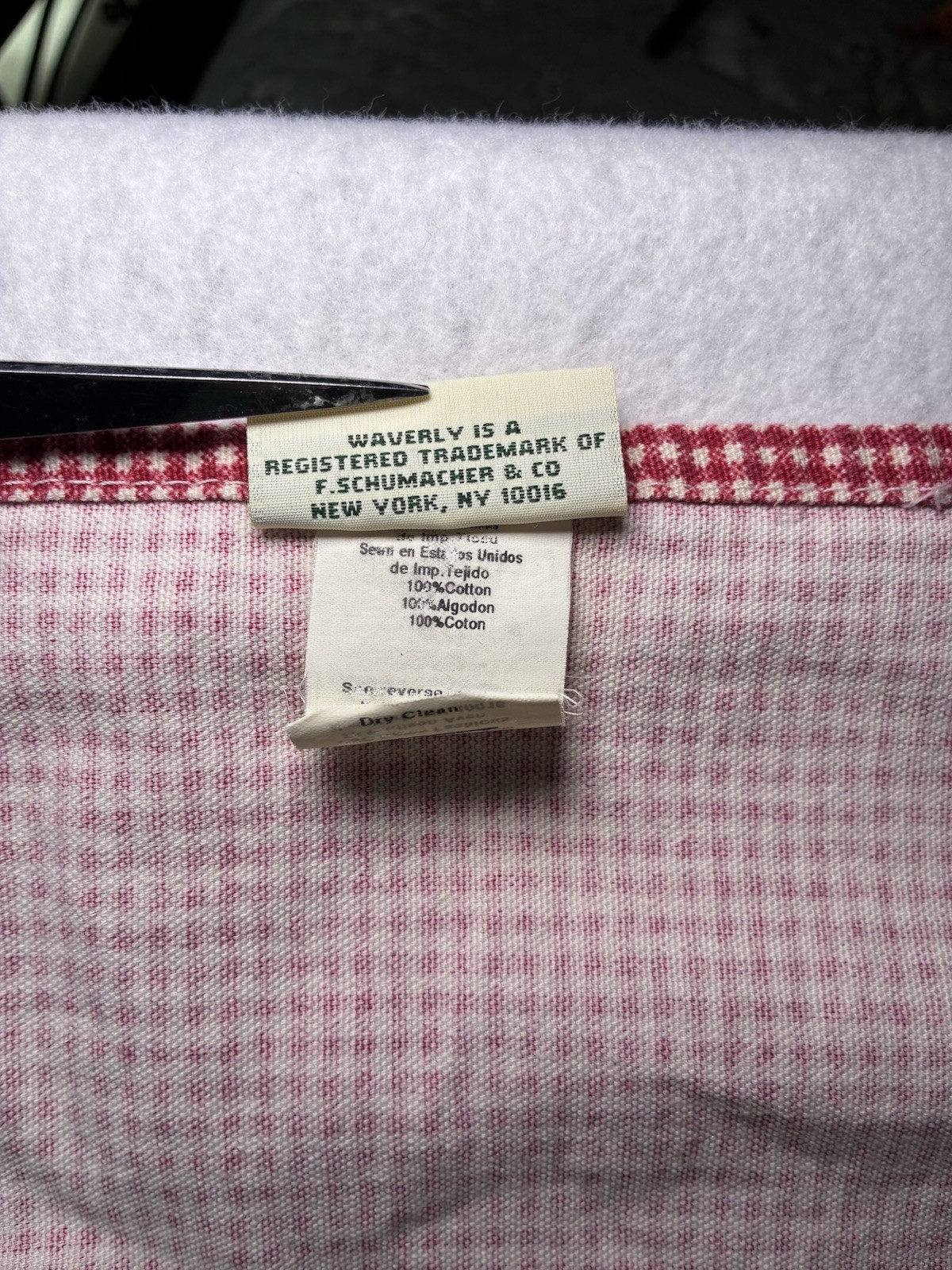 4 WAVERLY Fernwood Red Toile Fern Gingham Scalloped Valance Curtain 76 X 16
