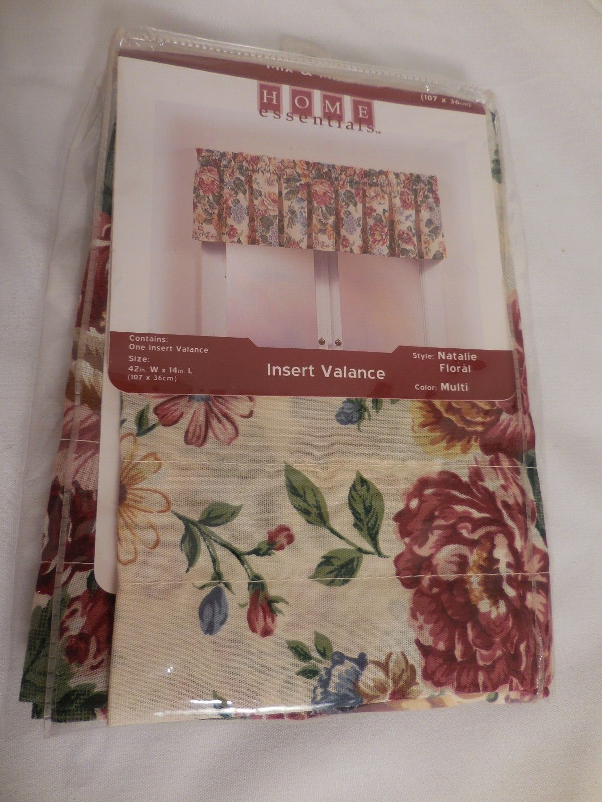Vintage K Mart Home Essentials Floral Kitchen Cottage Window Valance, 42” X 14”