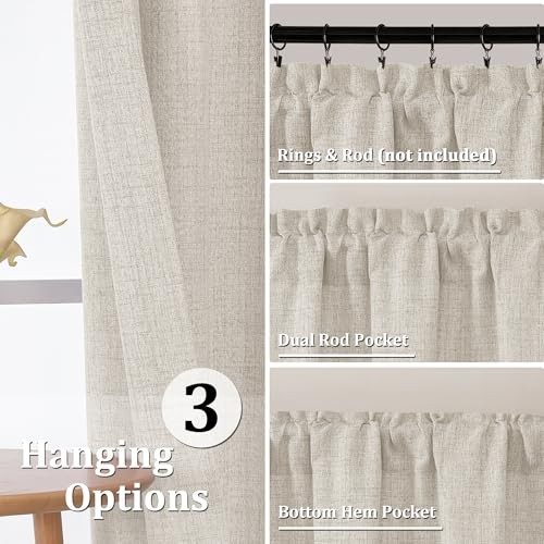 Valances for Windows – Light Filtering Faux 60″W x 14″L (Pack of 1) Natural