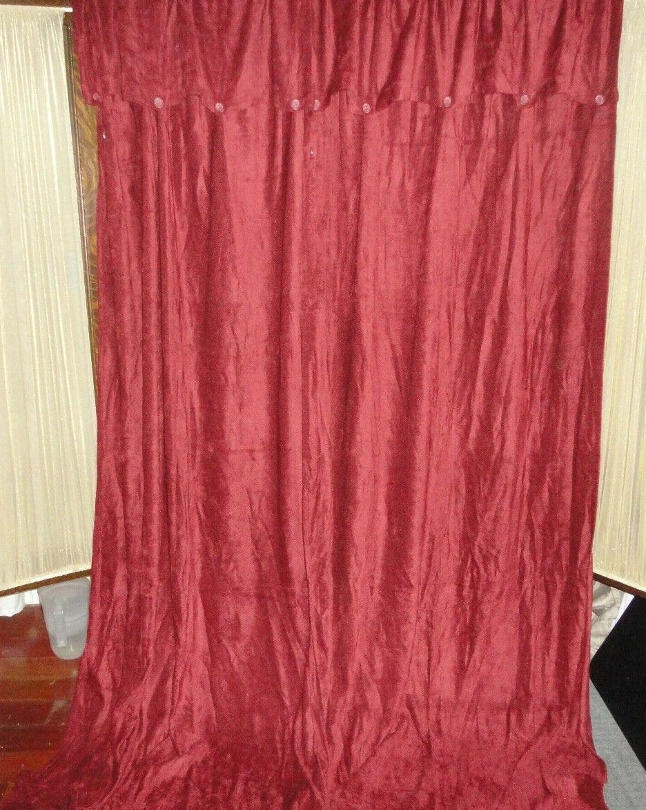 CROSCILL CHEVRON CHENILLE CLARET RED (PAIR) CURTAINS PANELS RAYON BLEND 44 X 84