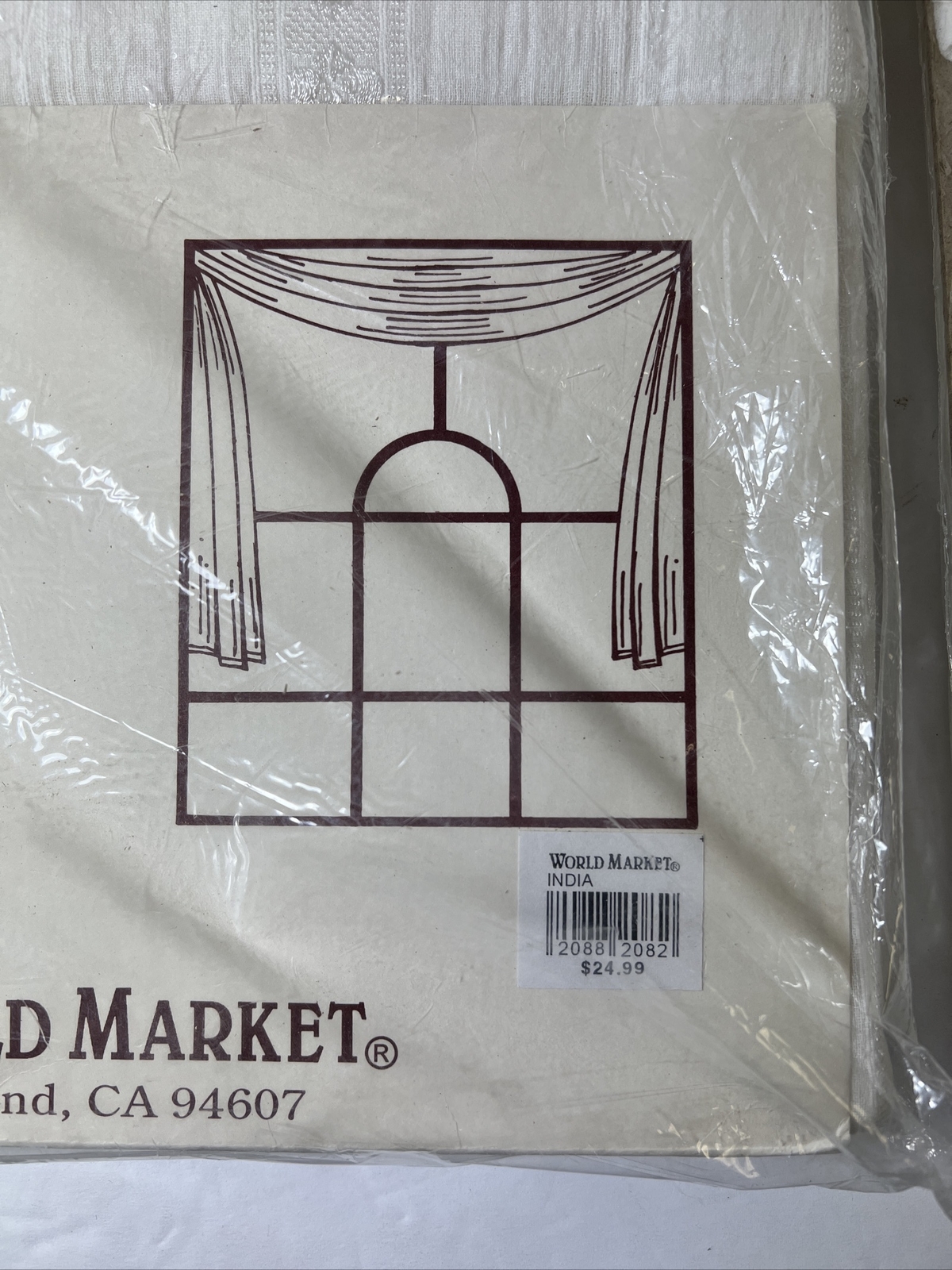 ~ Vintage Swag Panel Window Curtain Embroidered White 40”x 180” NEW Lot Of 2