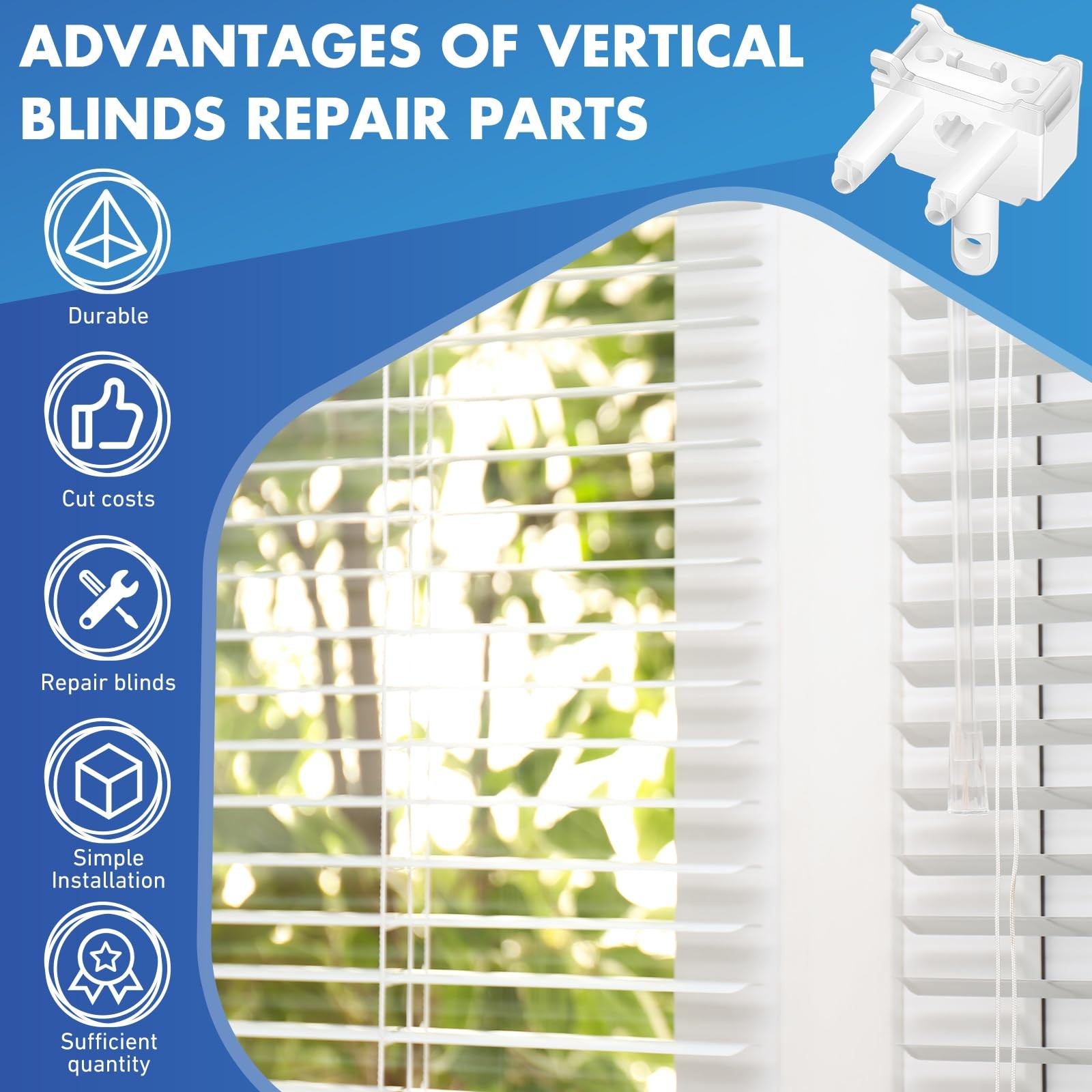 Vertical Blind Wand Replacement Control Repair Parts 2 Pack Window Blinds White