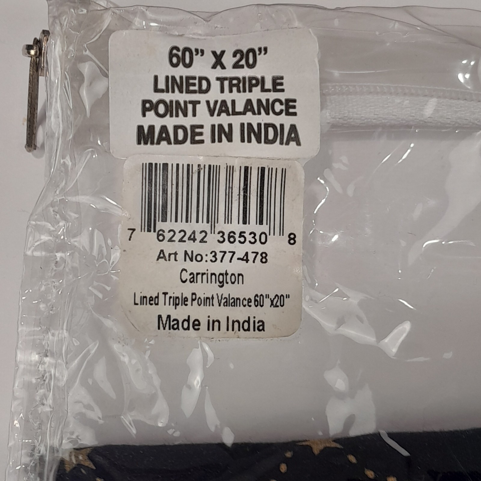 Carrington Valance Lined Triple Point 20×60 Black Beige Patch Star Park Designs