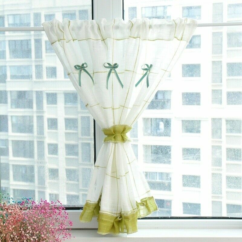 Pastoral Linen Cotton Cafe Curtains Short Balcony Half Curtain Valance Decor