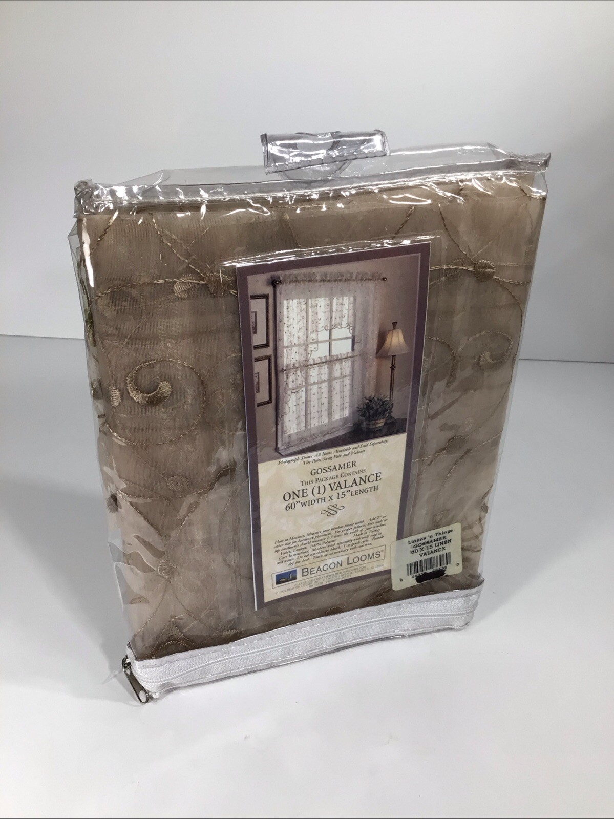 Gossamer Sheer Lace Valance Light Tan 60” Wide 15” Long