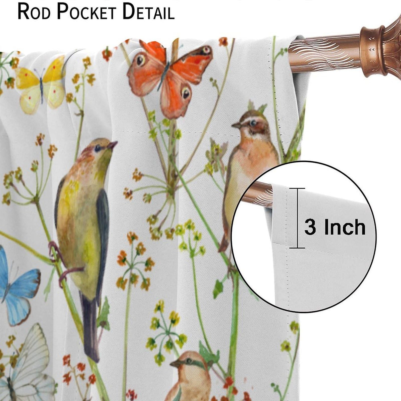 Spring Flowers Birds Curtains Patterns Colorful Butterfly Nature Landscape Wi…