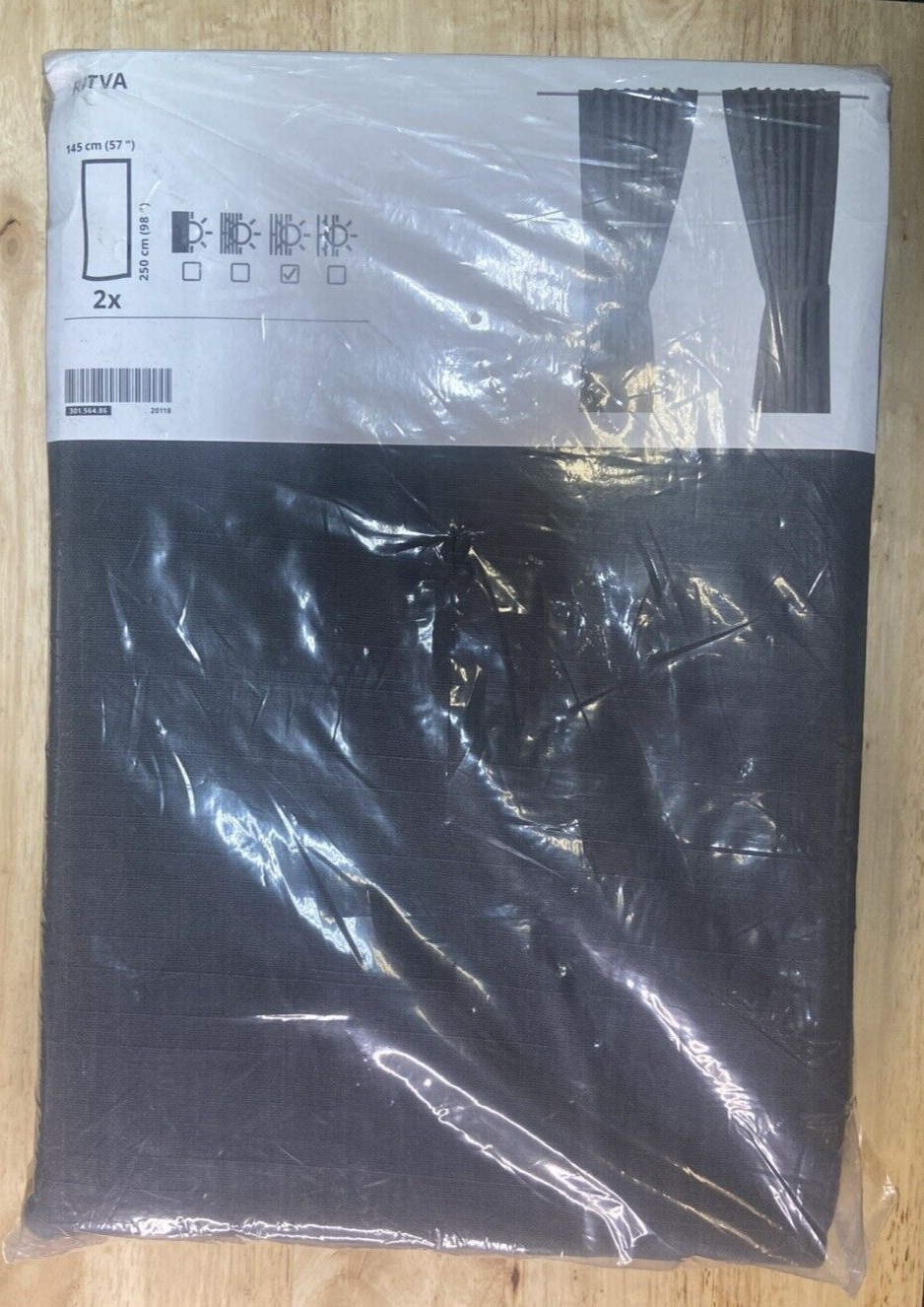 IKEA RITVA Curtains Tie-Backs Gray 57×98″ 1 Pair Heading Tape Privacy 301.564.86