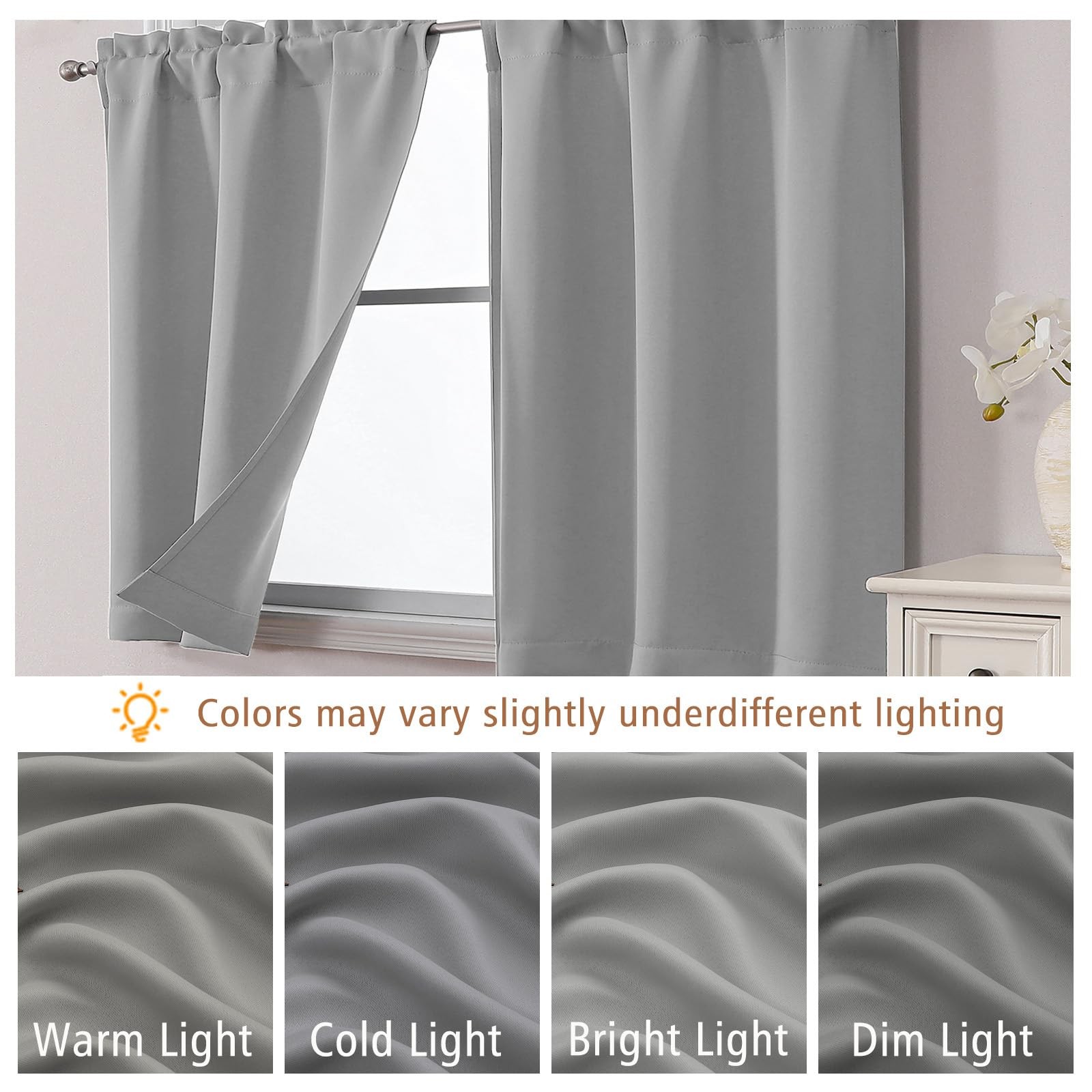Cafe Curtains 24 Inch Length, Light Blocking Short Kitchen Window Curtains Ov…