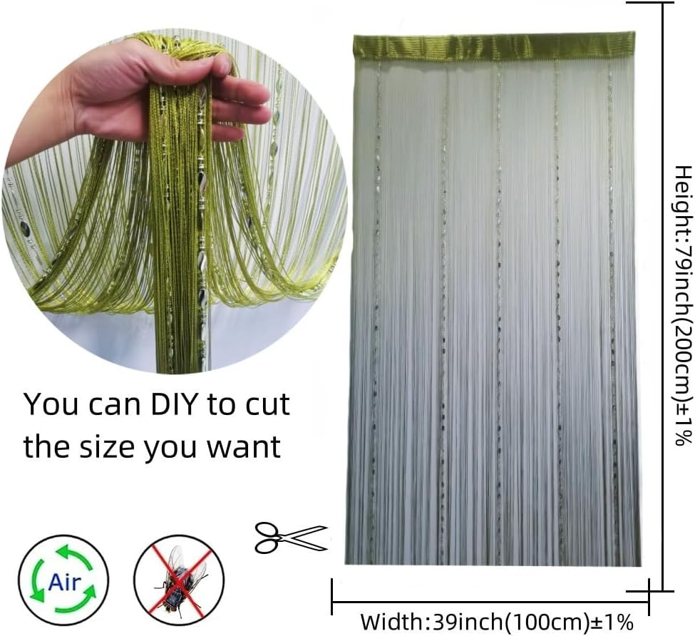 100Cmx200Cm Decorative Door String Curtain Beads Wall Panel Fringe Window Room D