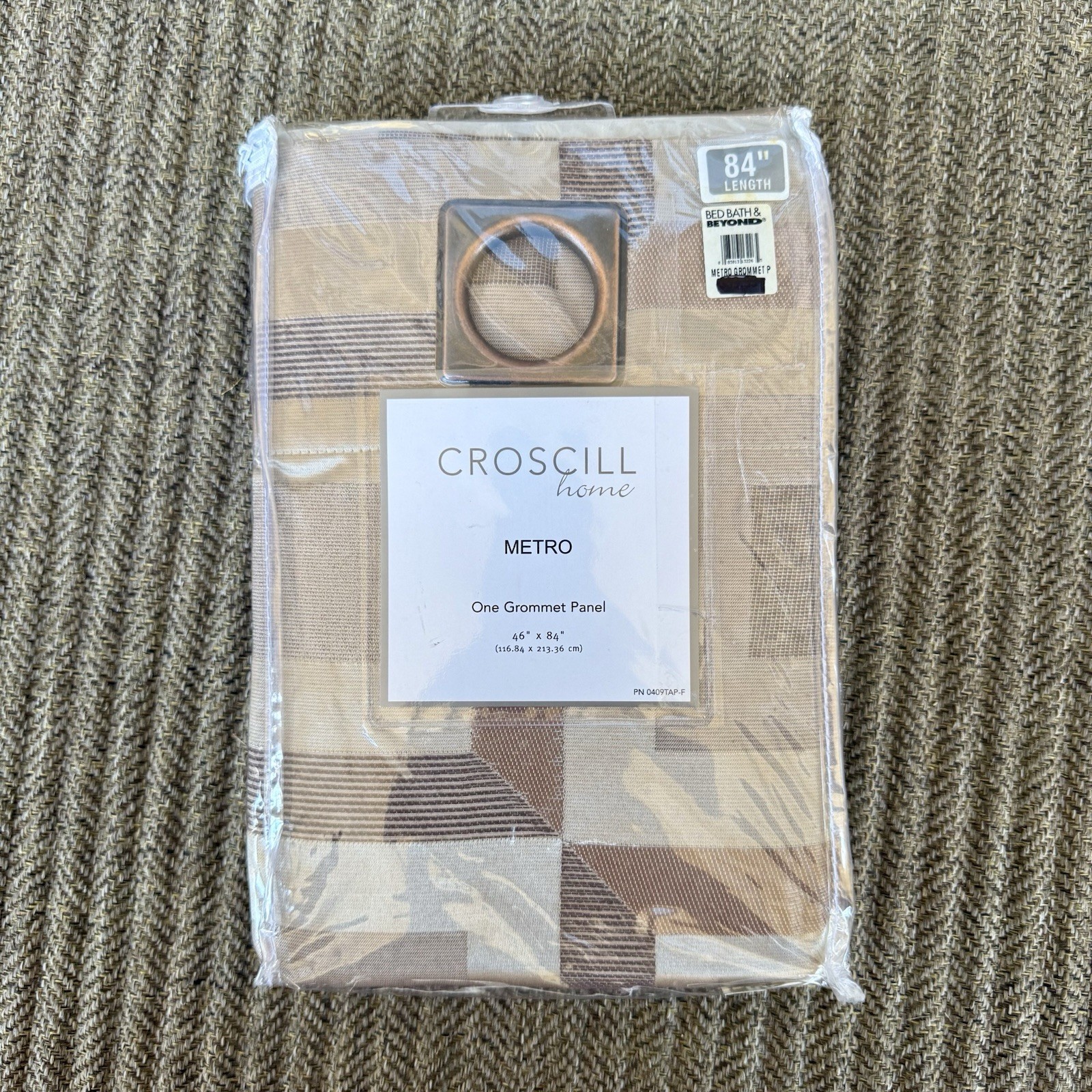 NEW Croscill Home Metro 1 Tailored Grommet Curtain Panel 46×84” BRONZE Geometric