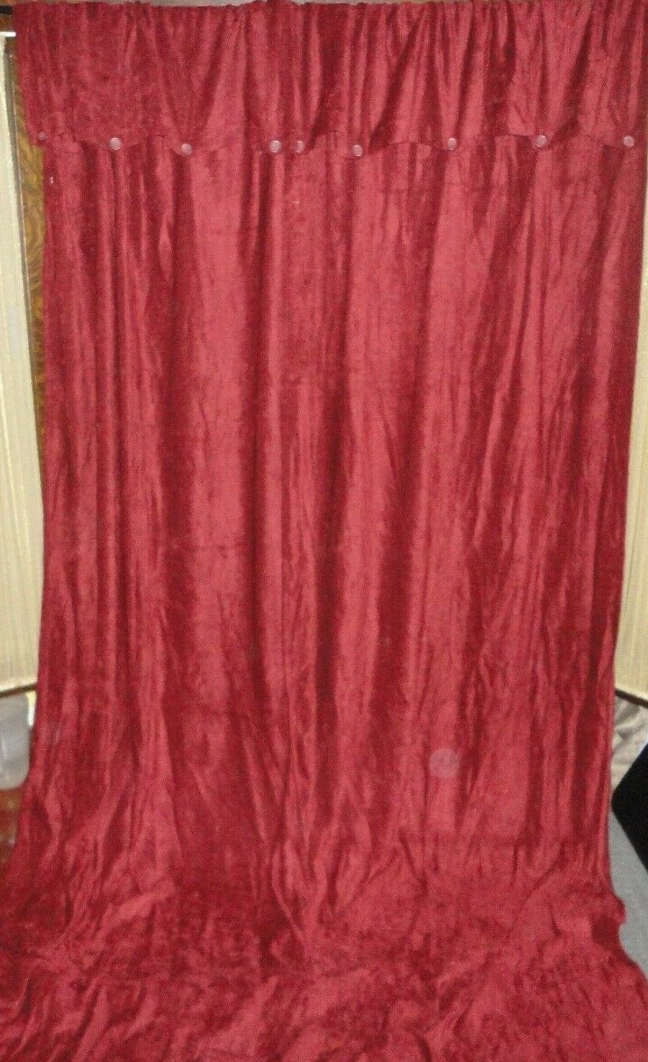CROSCILL CHEVRON CHENILLE CLARET RED (PAIR) CURTAINS PANELS RAYON BLEND 44 X 84