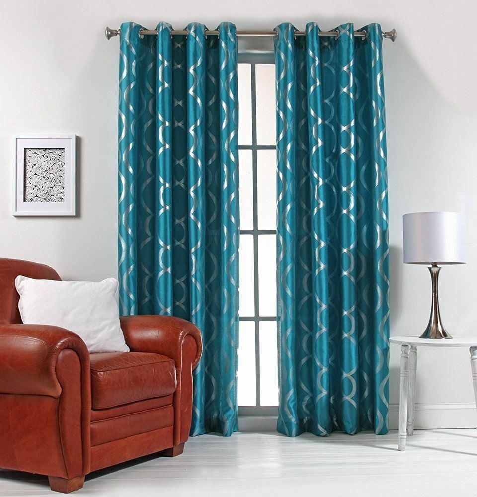 Lafayette 56″ X 84″ Faux Silk Window Curtain with Metallic Print by Stylemaster®