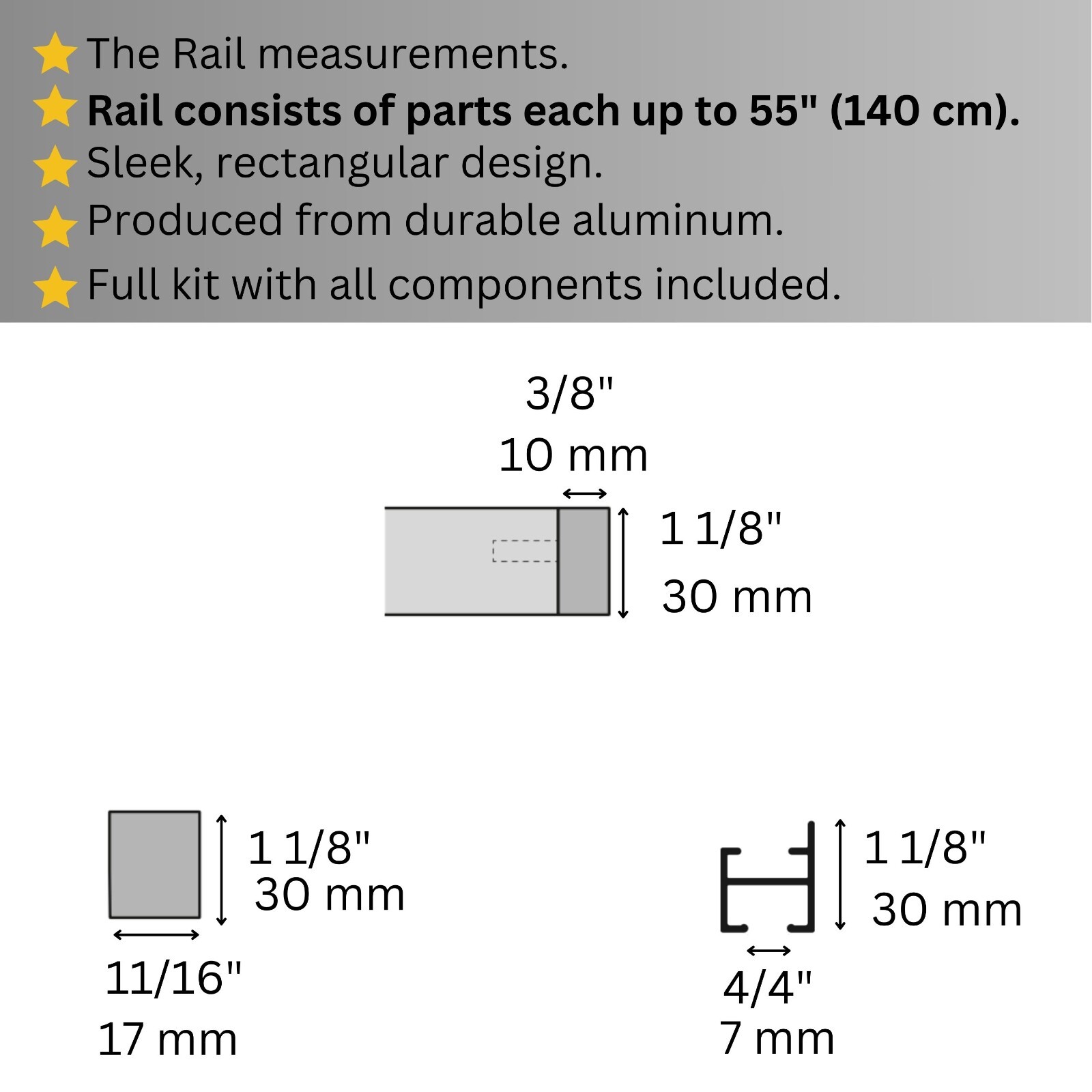 Premium Silver Single Curtain Rail – Heavy-Duty, Ceiling mount, Any custom Sizes