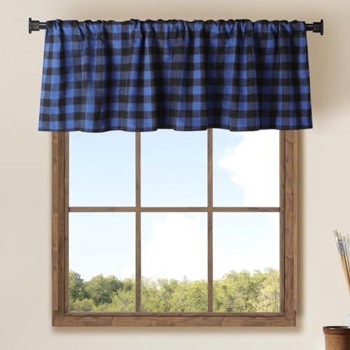 Buffalo Window Valences (and Black) Blue