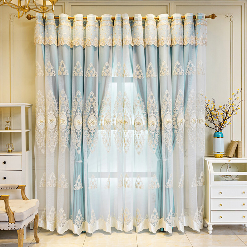 1 Panel Blackout Curtain Double Layer Window Tulle Drape Valance 3D Flower Home