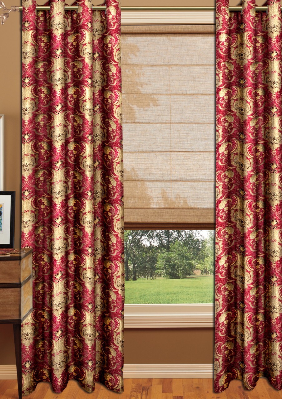 J1 Chenille Drapery Panel – Red- Rayon/Polyester- 60″ Inches W x 96″ H-J2