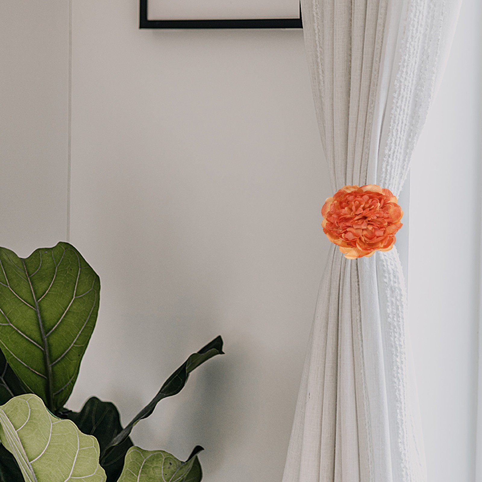 2PCS Flower Curtain Clips, Curtain Tiebacks Decorative Holdback, Jam Orange