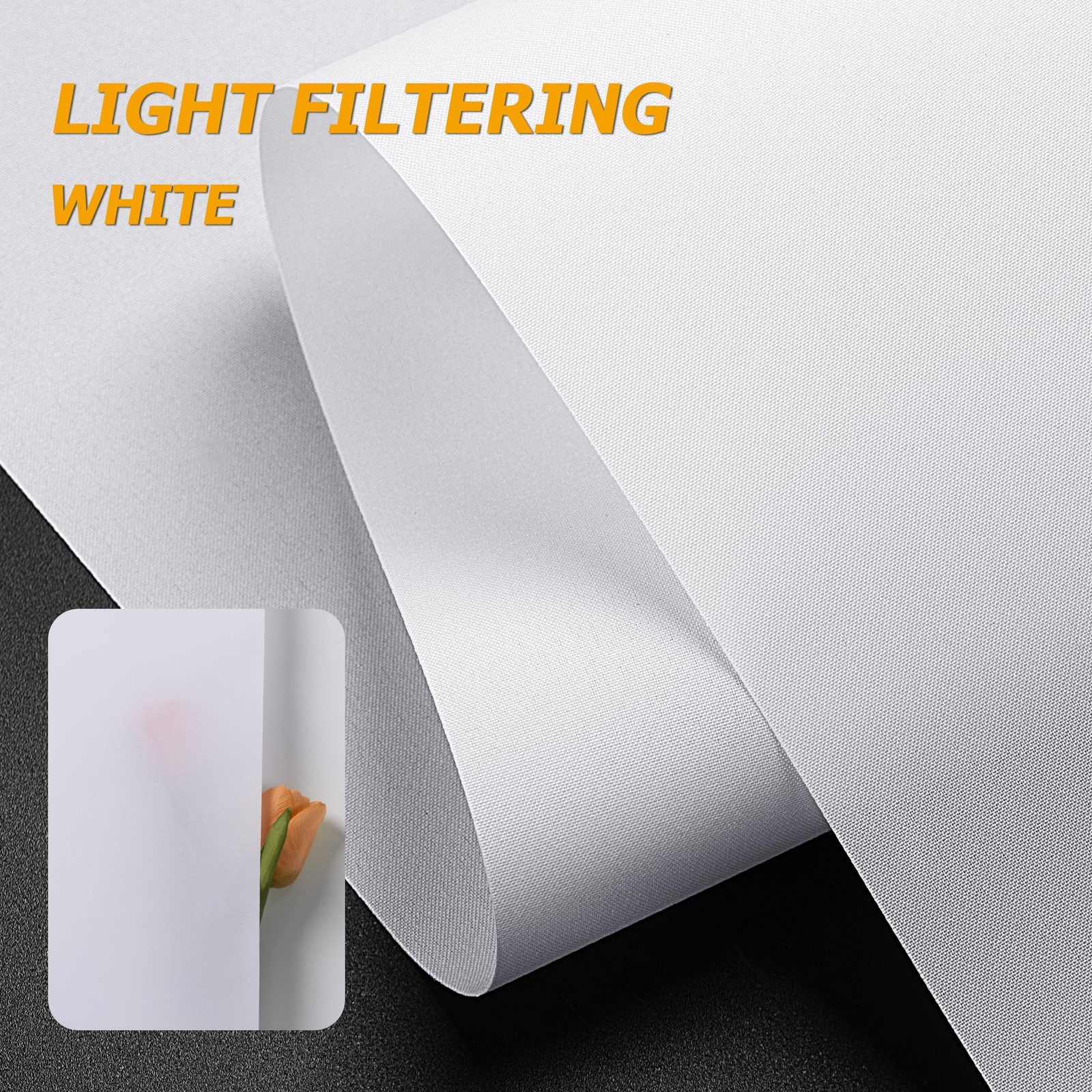 No Drill Cordless Roller Shades, Light Filtering, 24×72, White