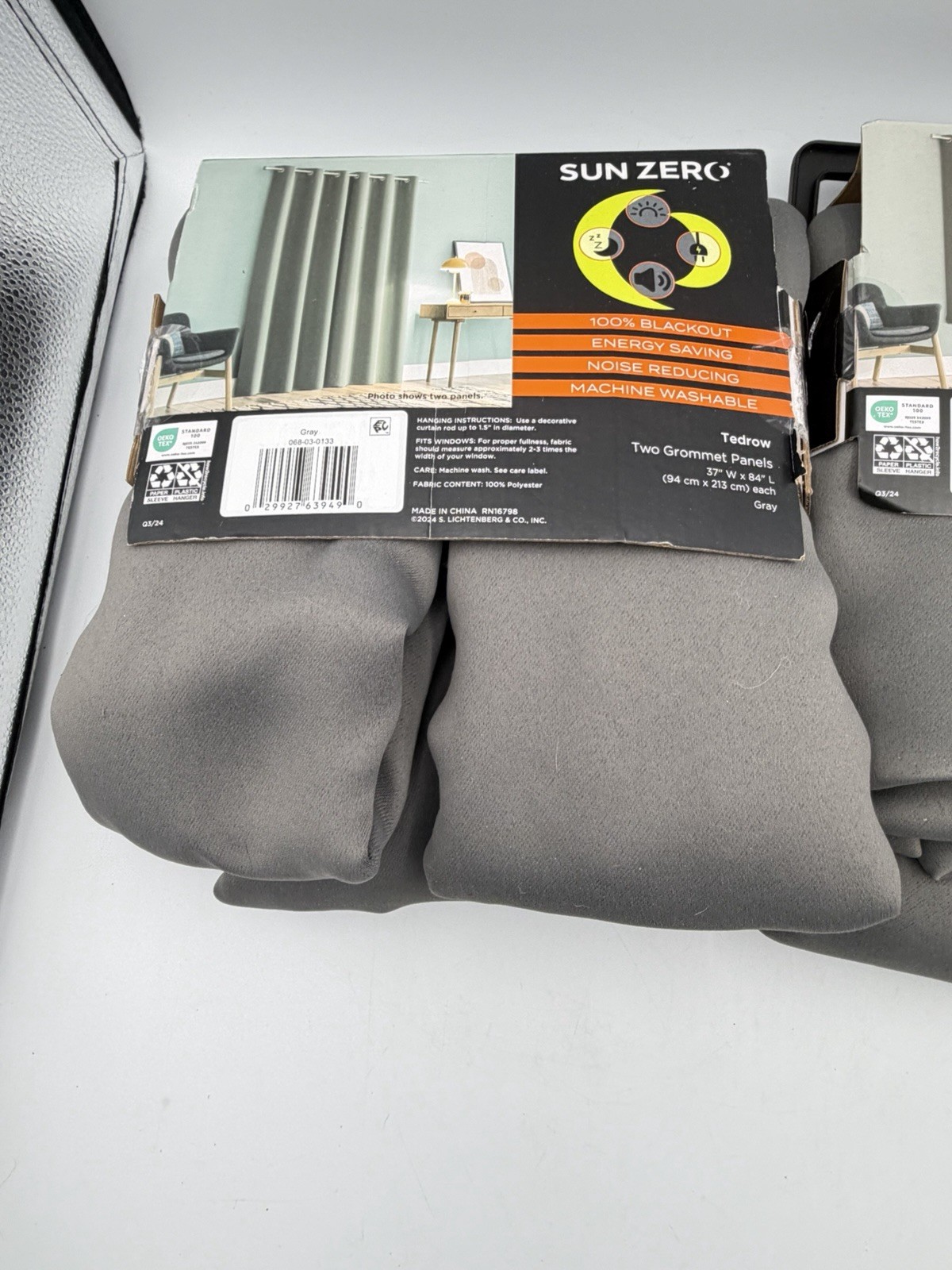 Sun Zero Blackout Window Curtains 2 Panels lot of 2, 37×63 &37×84 Brand New
