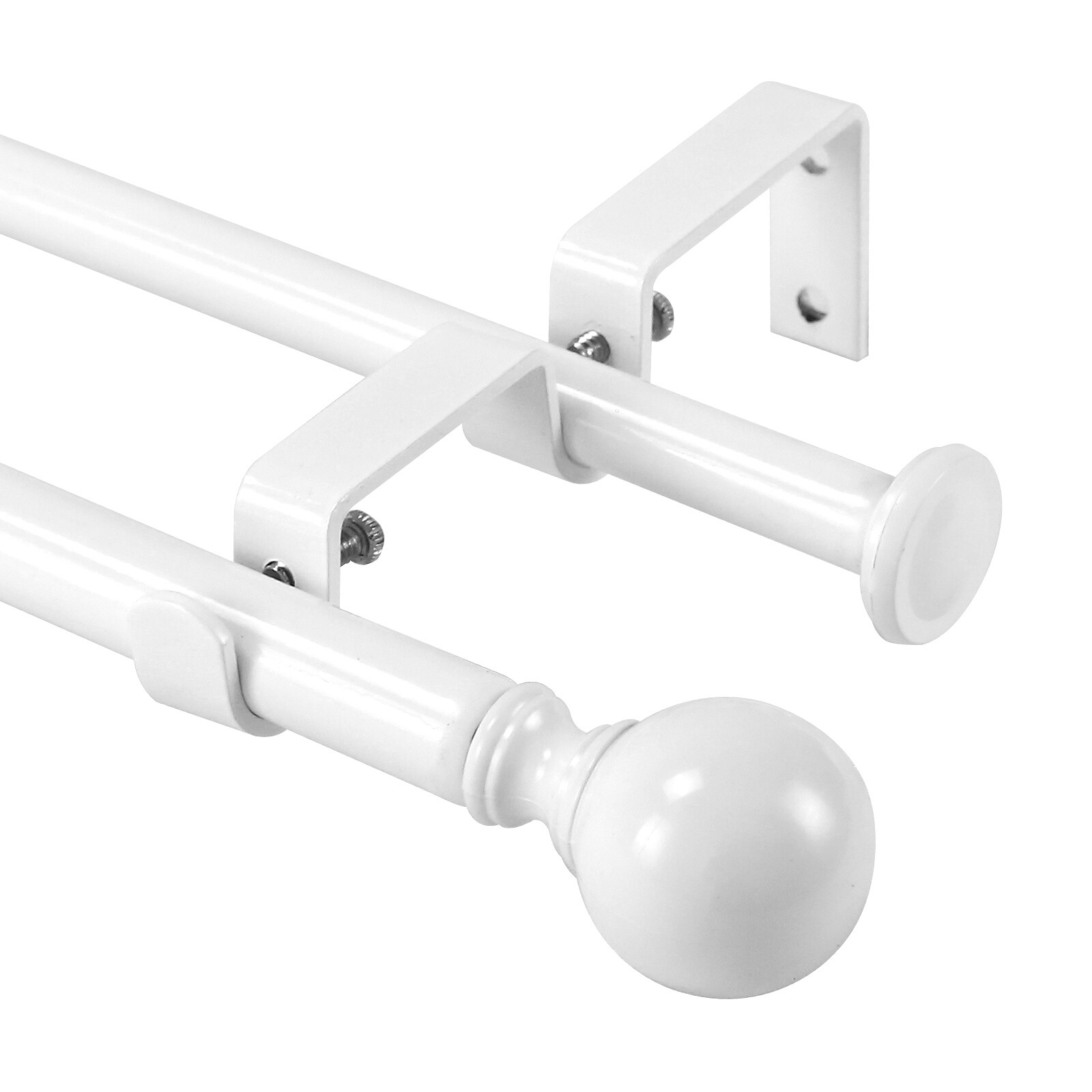 5/8″ Ball Adjustable Double Drapery Curtain Rod Set, 28”-48“/ 48”-84“/ 84”-120”
