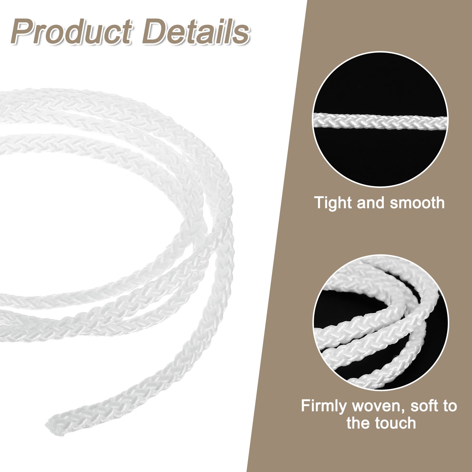Cord Loop for Window Shades, 3mm 2Ft Window Blind Looped String, White