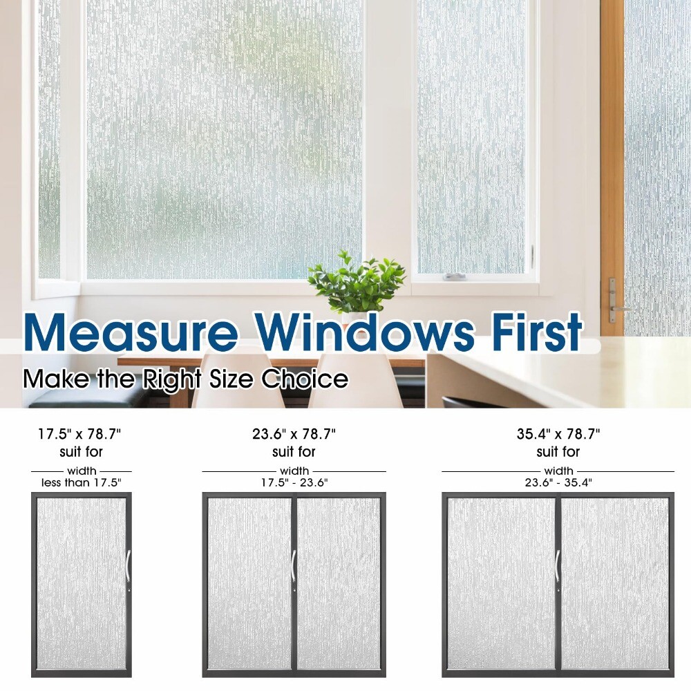 rabbitgoo Window Privacy Film Frosted Static Cling Rain Silk Sticker UV Blocking