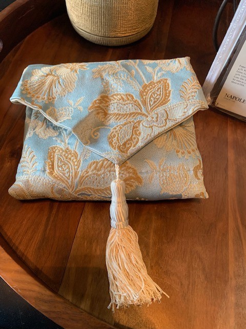 Croscill Home Vintage Napoleon Blue & Gold Pattern Ascot Valance Size 40 x 25