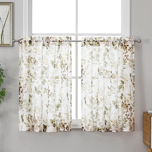 Crushed Sheer Curtains Tiers 36 Inch 42″W x 36″L (Pack of 2) Multi Color