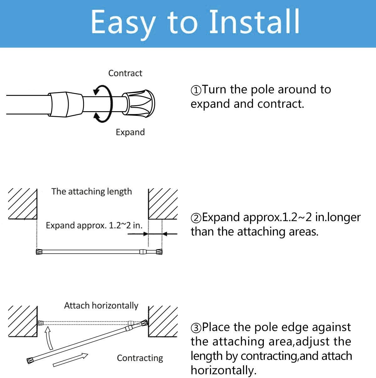 AIZESI Spring Tension Curtain Rods Short Tension Rod (Wood, 16″ to 28″-2Pcs, Opt