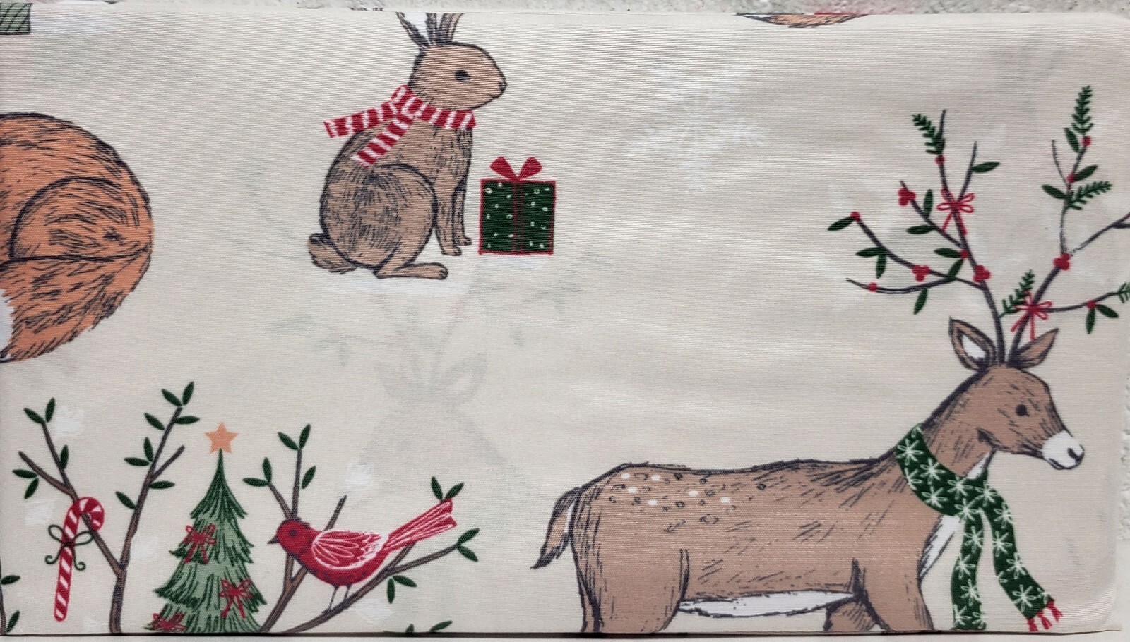 1 Fabric Printed Kitchen Valance (58″x13″) CHRISTMAS,WINTER WOODLAND ANIMALS,SKL
