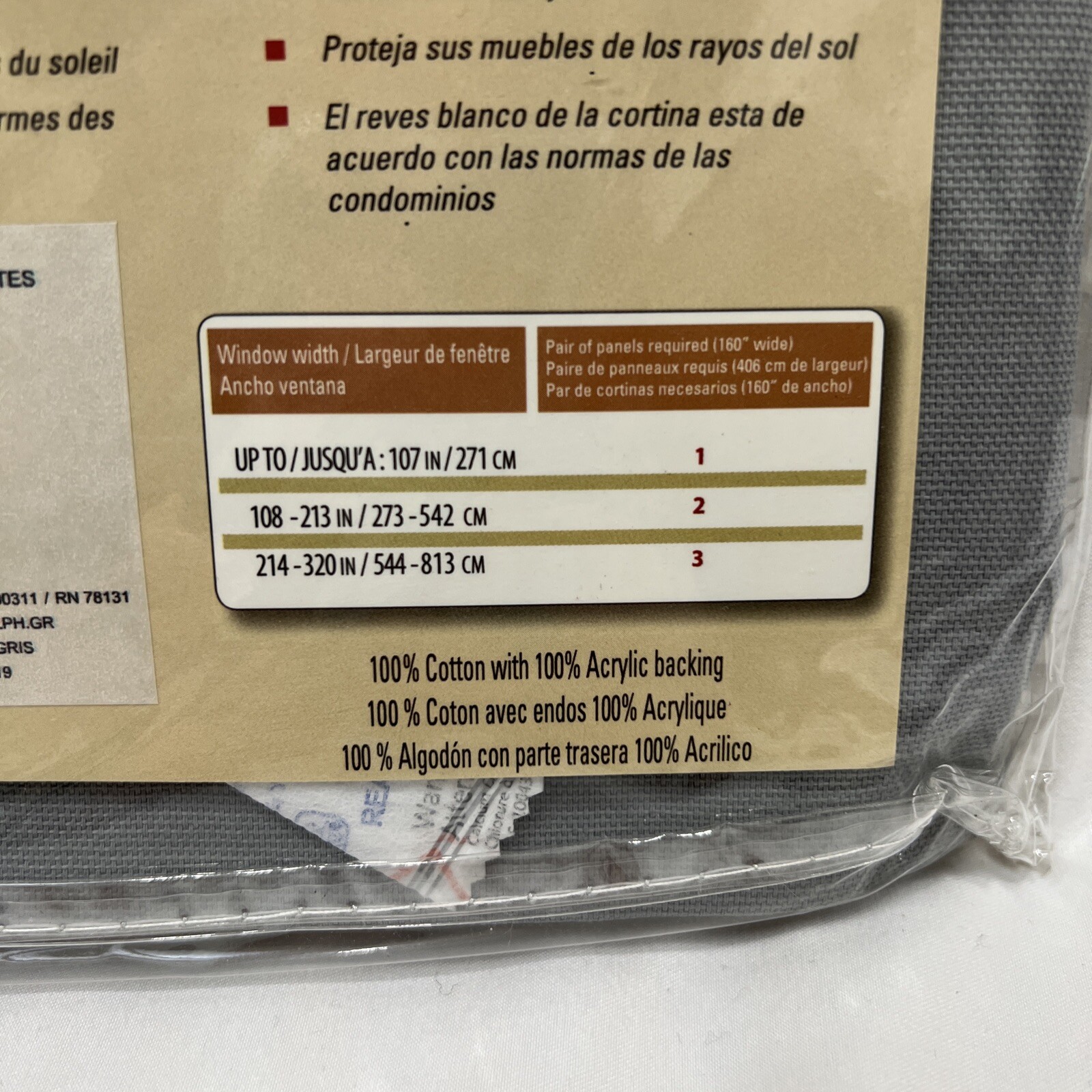 Plow & Hearth Window Valance 15″L x 40″W Thermalogic Colonial Tab-Top Gray