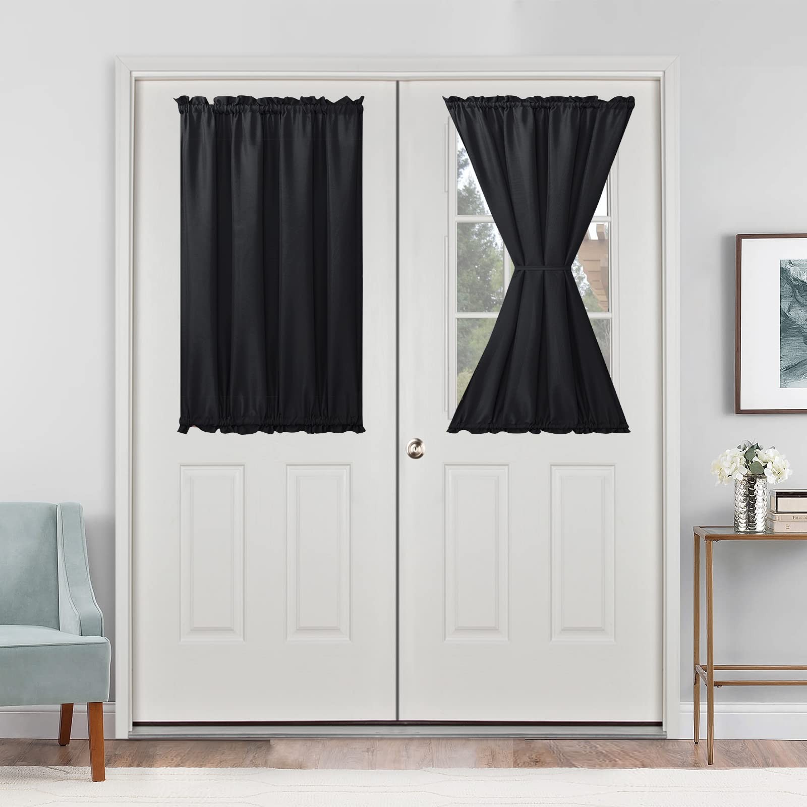 French Door Curtains for Small Window, Rod Pocket Short Front Sidelight Curta…