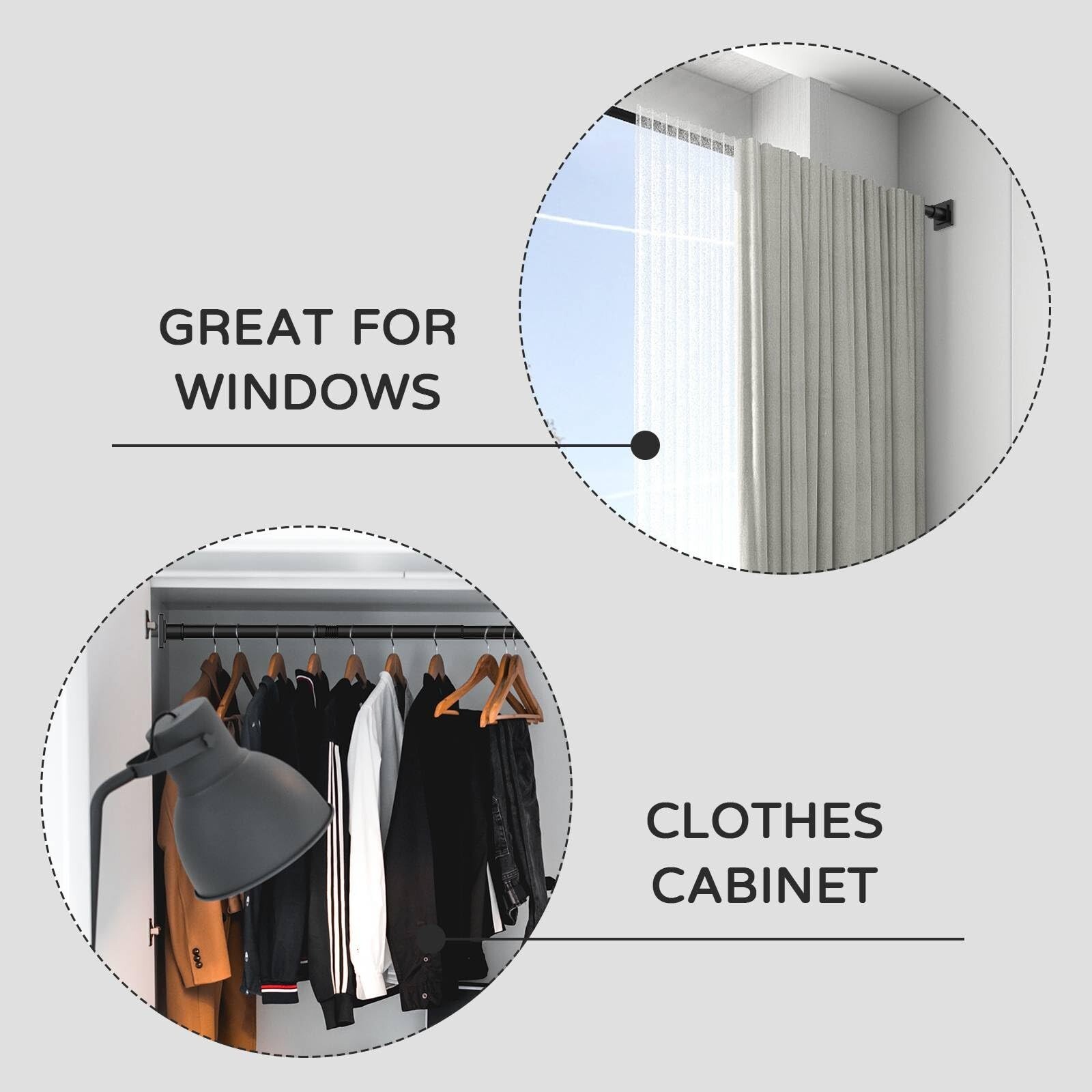 Shower Curtain Rod Adjustable 31-79″, Anti-Rust Shower Rod & Spring Tension S…