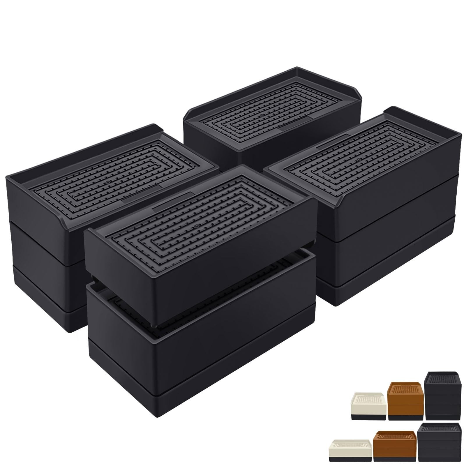 ANNKUT Rectangle Bed Risers, 3 Inch Heavy Duty Adjustable Furniture Risers fo…