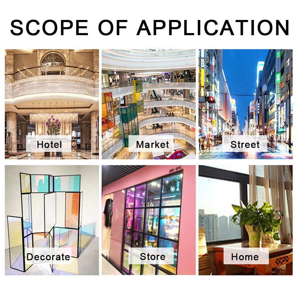 Transparent Iridescent PET Sheet Window Film Rainbow For DIY Shopping Mall Decor