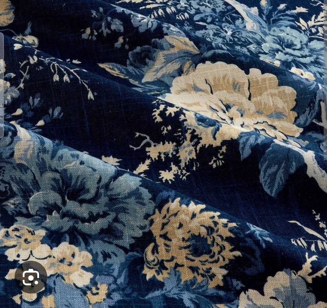 Waverly BALLAD BOUQUET Valance in Indigo Blue Floral FAIRFIELD 52×18 NEW