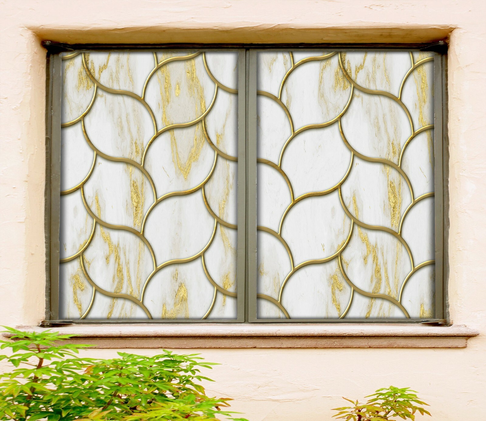 3D Golden Thread ZHU439 Window Film Print Sticker Cling Stained Glass UV Zoe