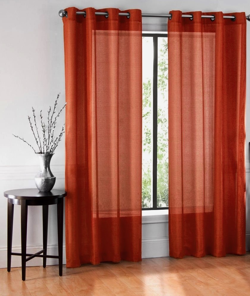 1 BRONZE GROMMET SHEER WINDOW PANEL CURTAIN TREATME DRAPE RUBY BRICK RUST 95″