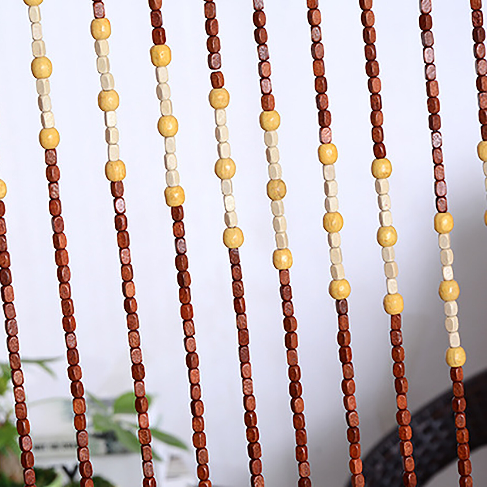Natural Wood Bamboo Beaded Curtain Fly Screen Bedroom Bath Doorway Porch Divider