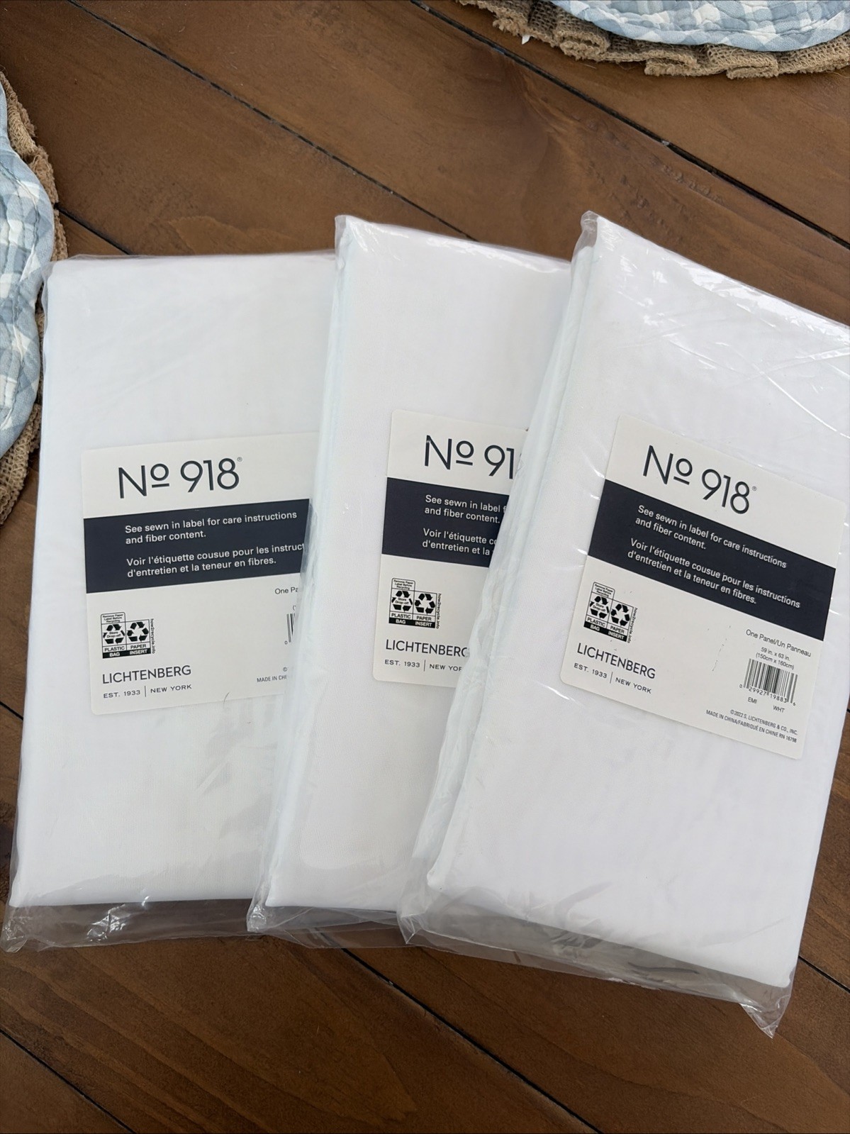 (3) No. 918 lichtenberg Emily Sheer Curtain Panel 59in x 63in, white, new