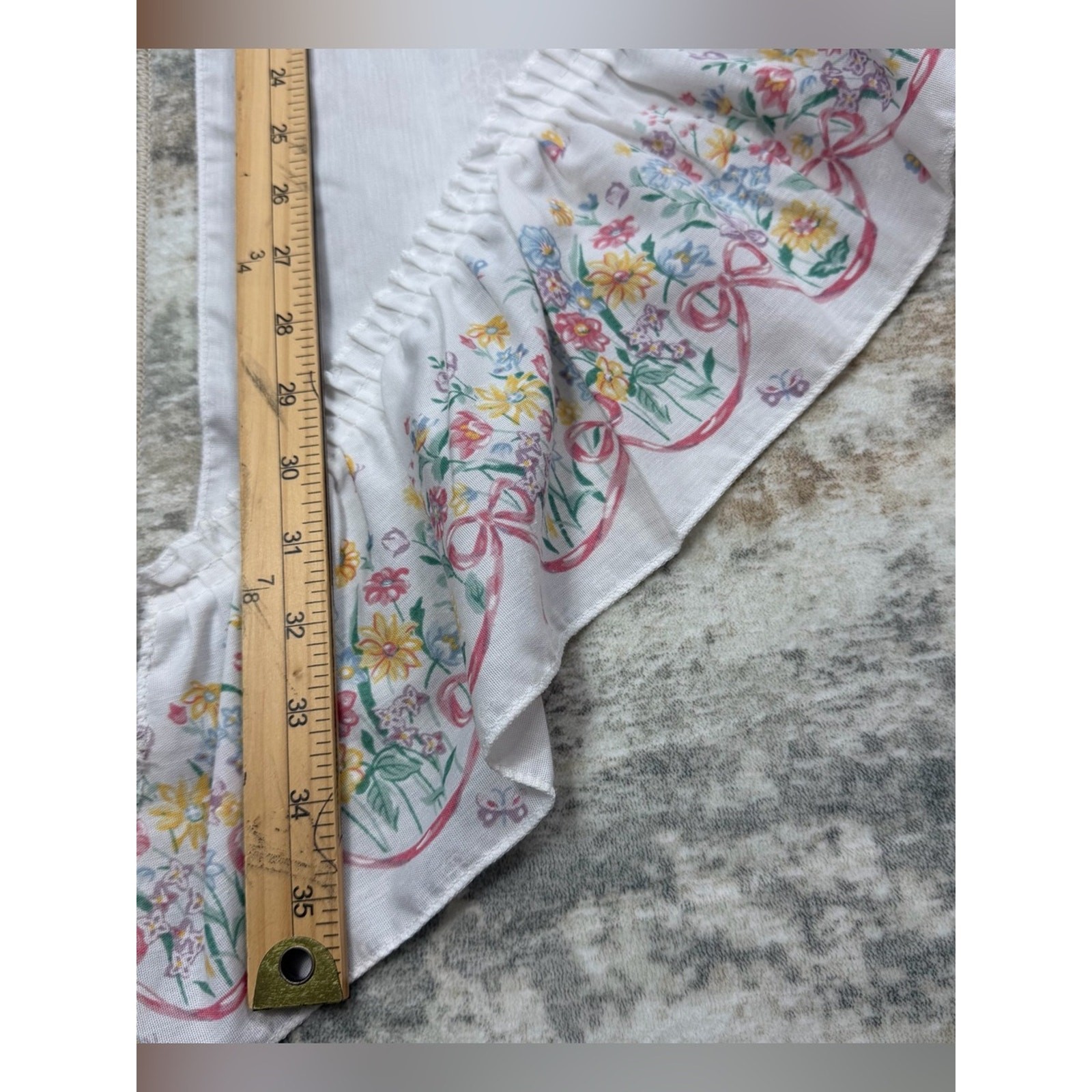 VTG Window Cafe Valance Shabby Chic Cottagecore Butterflies bows flowers