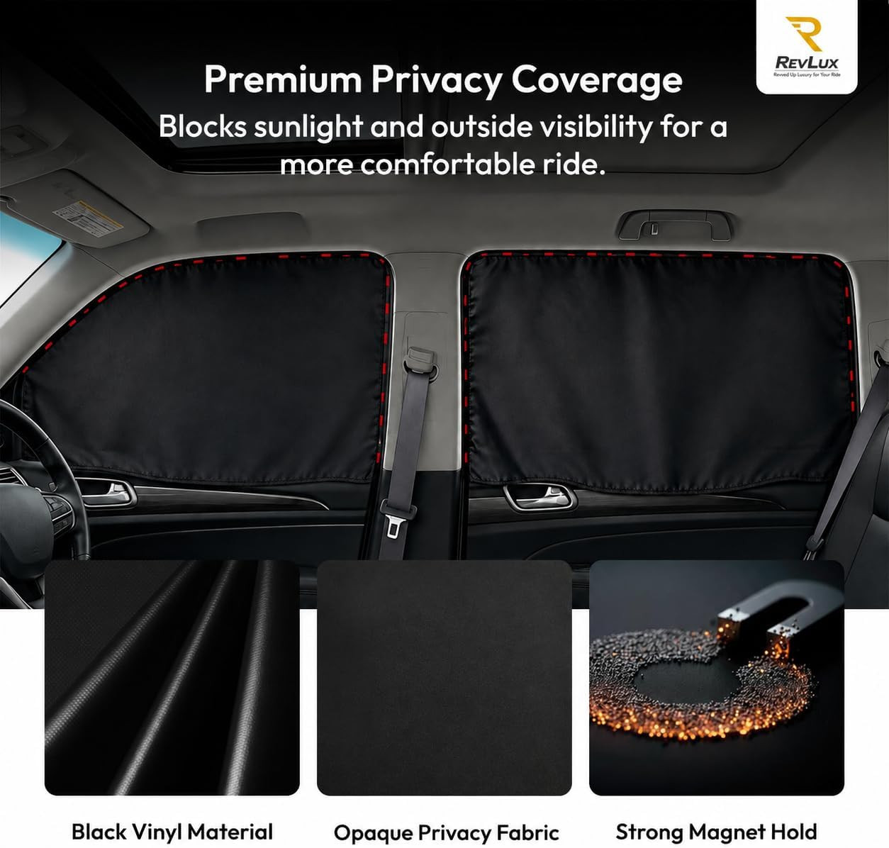 Magnetic Car Window Shades for Side Windows – 4 PCS 100% Blackout Car Privacy Cu