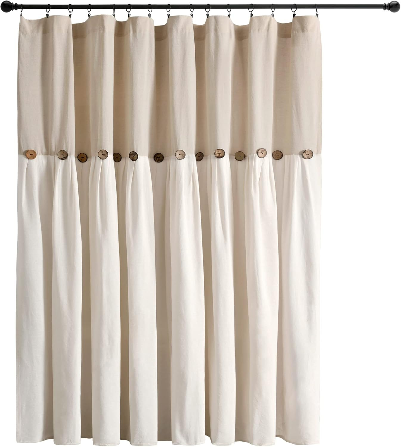 Linen Button Window Curtain Panel, 100″ W X 84″ L – Farmhouse Style