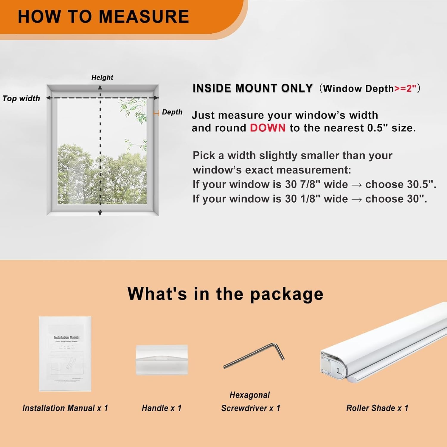 NEW Cordless Blackout Roller Shades for Windows Room Darkening Sz 23W x 72H