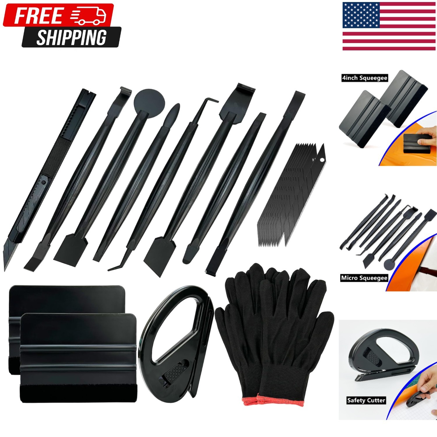 Vinyl Wrap Tool Kit: 7PCS Car Wrap Installation Tools with Carbon Fiber