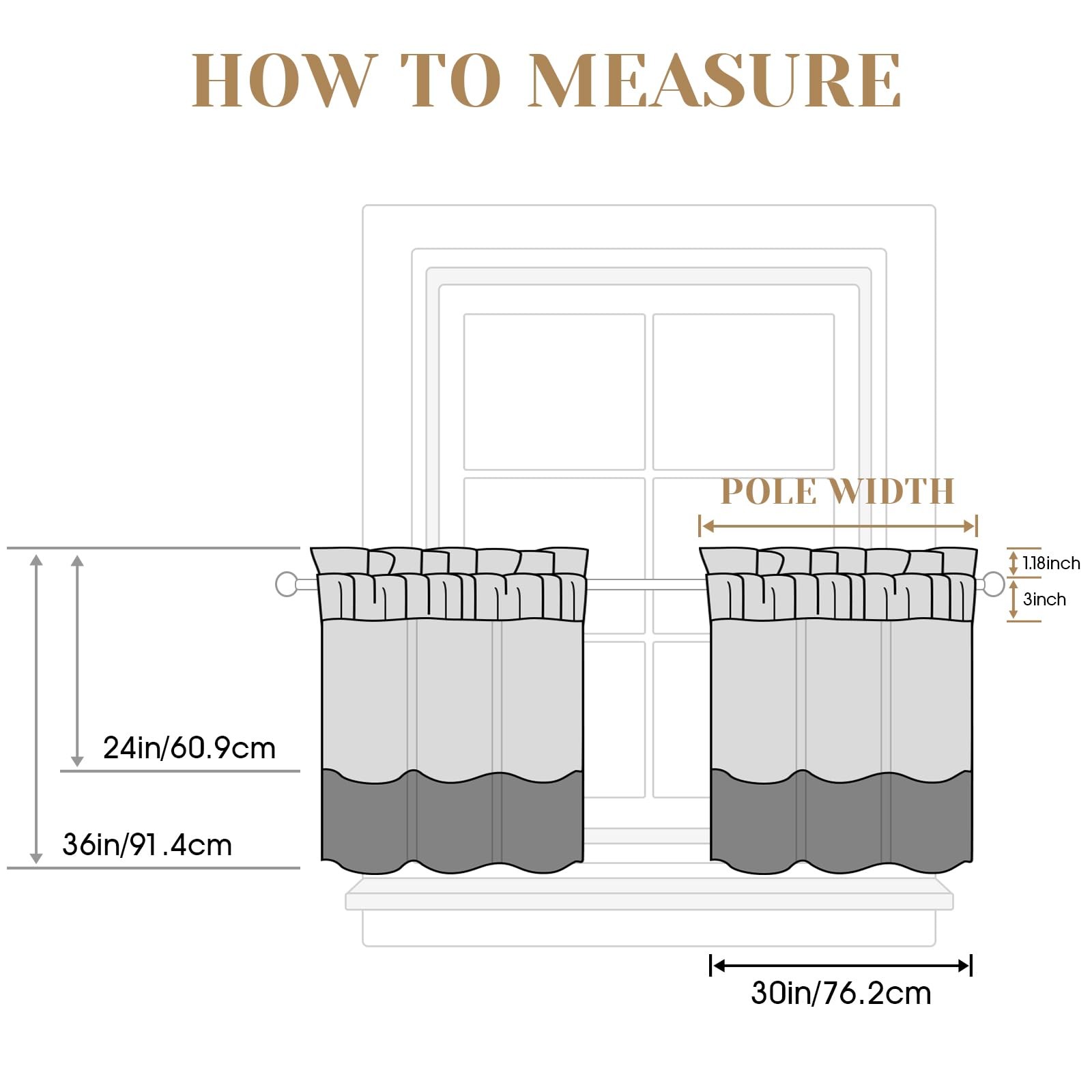 Kitchen Curtains 36 Inch Length Cafe Tier Drapes, Light Filtering Semi Sheer …