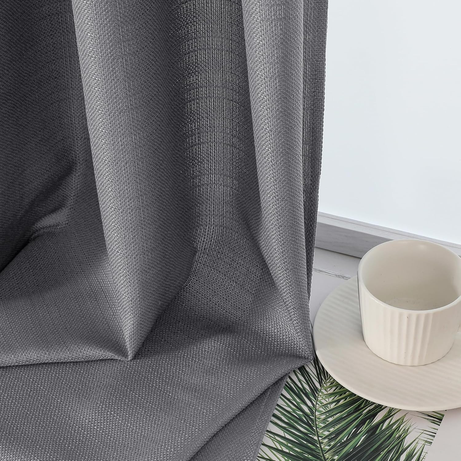 Dark Grey Valances for Windows 1 Piece, Light Filtering Kitchen Window Valance 1